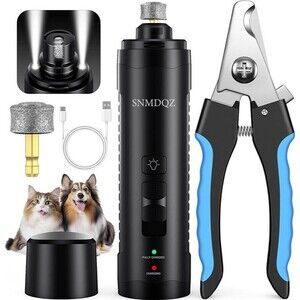 Dog Nail Grinder, Dog Nail Trimmers, and Clippers Kit with 2 LED Lights. Super Q